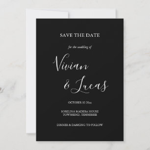 Schwarz-Weiß-Script-Hochzeit speichern Sie das Dat Save The Date