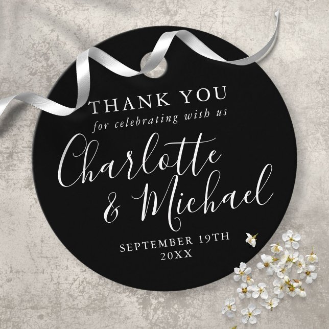 Schwarz-Weiß-Script-Hochzeit Vielen Dank Geschenkanhänger (Von Creator hochgeladen)
