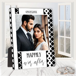 Schwarz-Weiß-Script-Hochzeitslehre Foto Plaque Fotoplatte