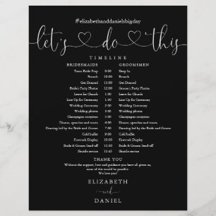 Schwarz-Weiß-Script-Hochzeitsplan-Zeitachse