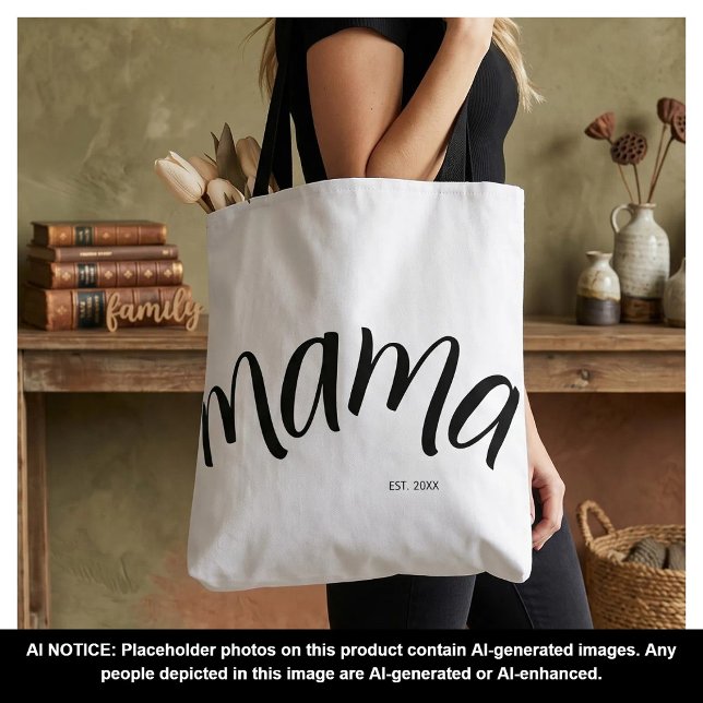 Schwarz-Weiß-Script Mama Established Elegant  (Von Creator hochgeladen)
