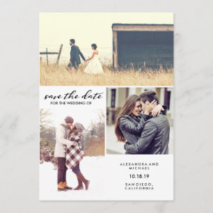 Schwarz-Weiß-Script Modernes Foto Save the Date