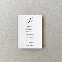 Schwarz-Weiß-Script-Tisch-Sitzplan-Karte