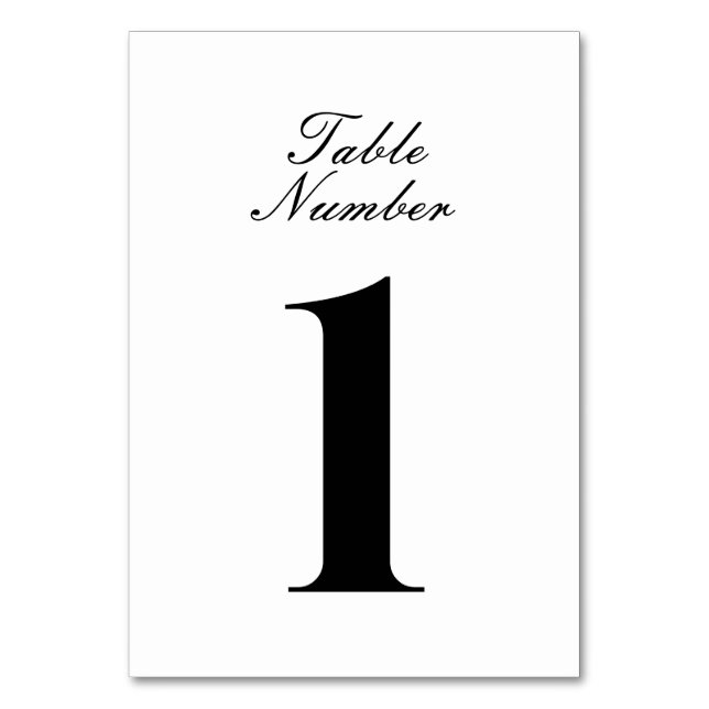 Schwarz-Weiß-Script-Tischnummer Tischnummer (Vorderseite)