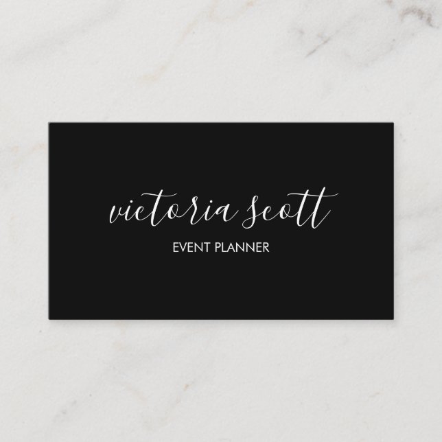 Schwarz-Weiß-Script-Visitenkarten Visitenkarte (Vorderseite)