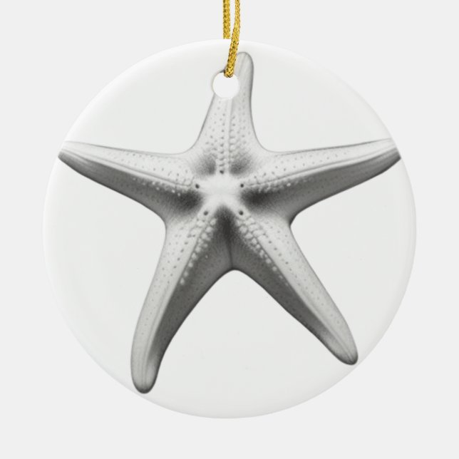 Schwarz-Weiß-Seestern Keramik Ornament (Vorne)