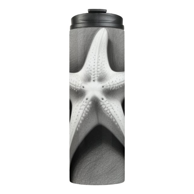 Schwarz-Weiß-Seestern Thermosbecher (Vorderseite)