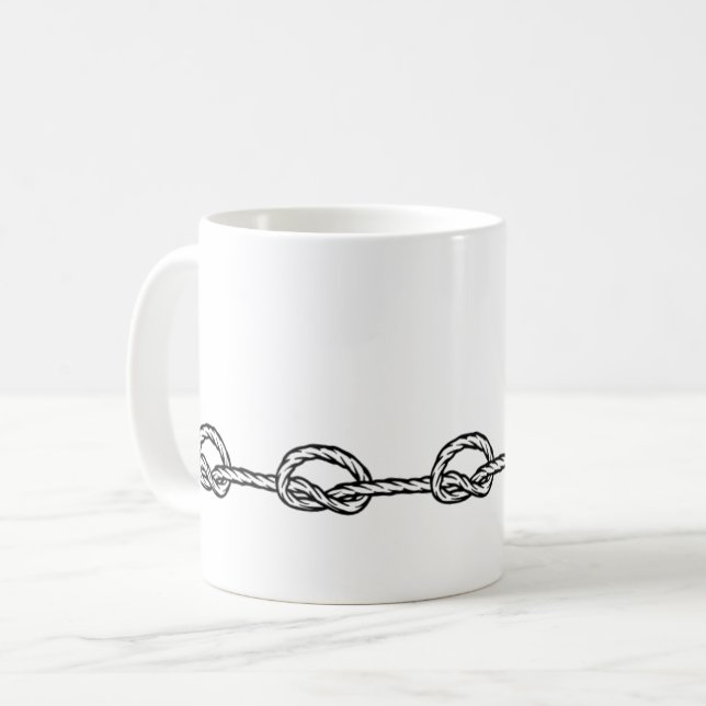 Schwarz-Weiß-Seilmuster Kaffeetasse (Vorderseite Links)