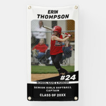 Schwarz-Weiß-Senior-Softball-Outdoor-Banner