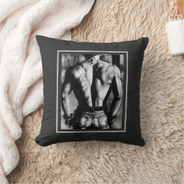 Schwarz-Weiß-Sexy Bodybuilder zurück Kissen