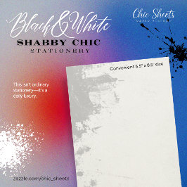 Schwarz-Weiß-Shabby-Chic-Design-Papeterie Briefpapier