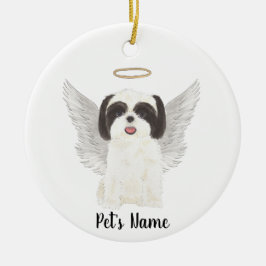 Schwarz-Weiß-Shih-Tzu-Beileid Keramik Ornament