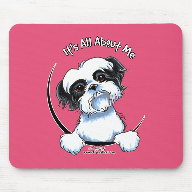 Schwarz/Weiß Shih Tzu IAAM Mousepad (Vorne)