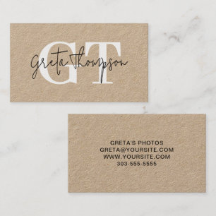 Schwarz-Weiß-Signatur-Name Monogramm Kraft Visitenkarte