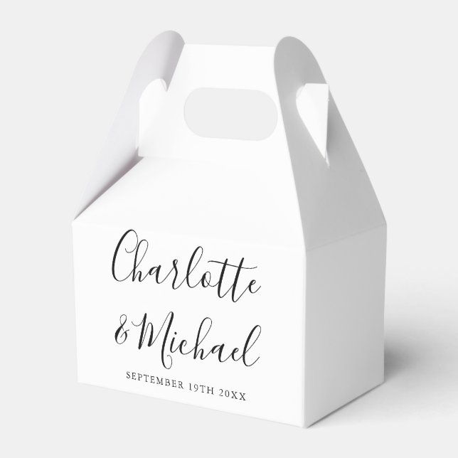 Schwarz-Weiß-Signatur-Script-Hochzeit Geschenkschachtel (Vorderseite)
