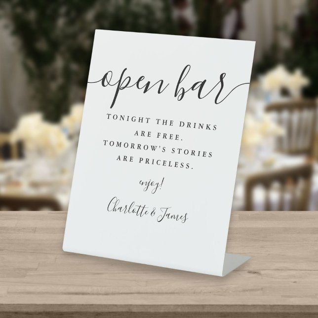 Schwarz-Weiß-Signatur-Skript Offene Bar Sockelschild (Von Creator hochgeladen)