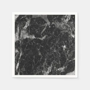 Schwarz Weiß & Silber Marmor Modern Glamourös Serviette