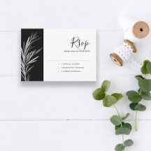 Schwarz-Weiß-Silber-RSVP-Hochzeitsantwortkarte
