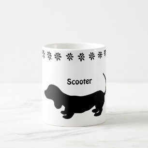 Schwarz-Weiß-Silhouette-Dackel-Welpen-Tasse Kaffeetasse