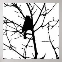 Schwarz-Weiß-Silhouette der Kiche in einem Baum
