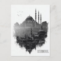 Schwarz-Weiß-Silhouette der Skyline von Istanbul