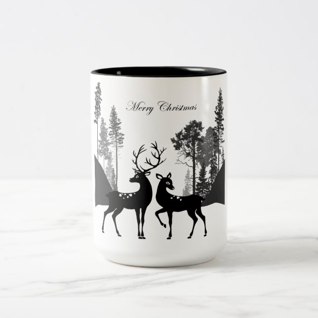 Schwarz-Weiß-Silhouette Zweifarbige Tasse (Mittel)