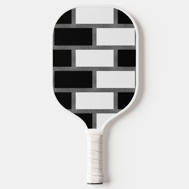 Schwarz-Weiß-Sillitoe-Tartan-Muster Pickleball Schläger (Vorderseite)