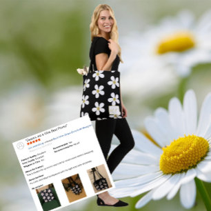 Schwarz-weiß Simple Daisy Gold Monogram