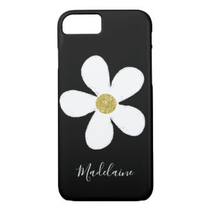 Schwarz-weiß Simple Daisy Gold Personal Case-Mate iPhone Hülle