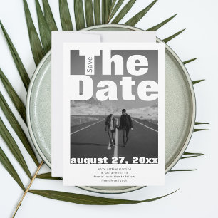 Schwarz-Weiß-Single Foto Moderne Hochzeit Save The Date