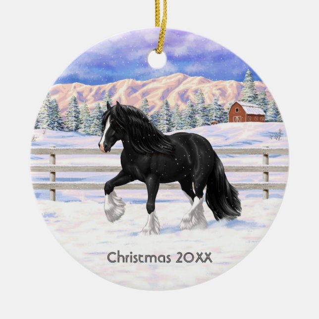 Schwarz & Weiß Sinti und Roma Vanner Tinker Entwur Keramik Ornament (Vorne)