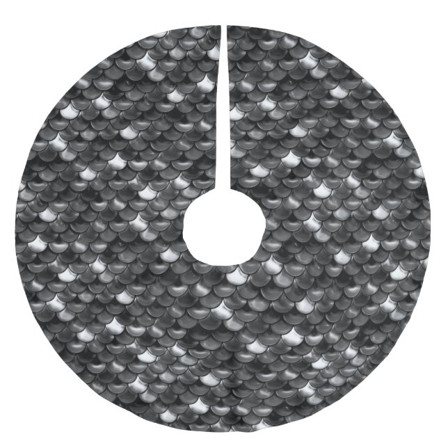Schwarz-Weiß-Skala Polyester Weihnachtsbaumdecke (Vorderseite)