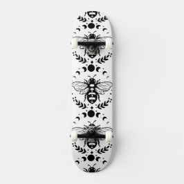 Schwarz-Weiß-Skateboard für Bienen und Mond Skateboard