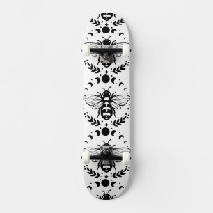 Schwarz-Weiß-Skateboard für Bienen und Mond Skateboard