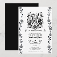 Schwarz Weiß Skelett Blumenrose Rebe Hochzeit