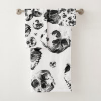 Schwarz-Weiß-Skelett Skelett Skull Art Muster