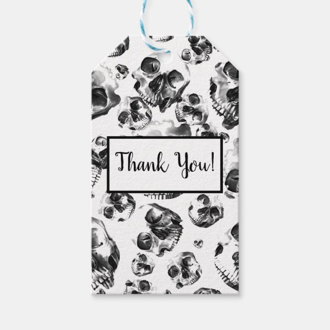 Schwarz-Weiß-Skelett Skelett Skull Art Muster Geschenkanhänger (Vorderseite)