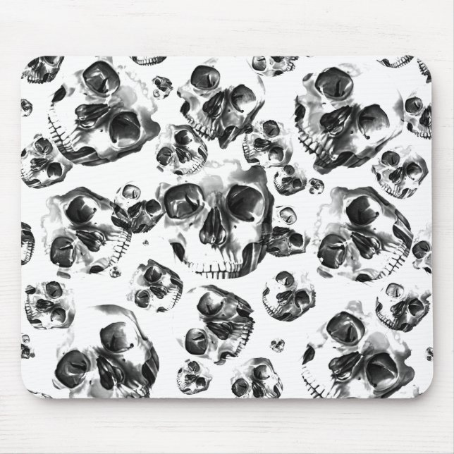 Schwarz-Weiß-Skelett Skelett Skull Art Muster Mousepad (Vorne)