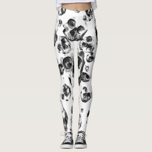 Schwarz-Weiß-Skelett Skelett Skulptur Leggings