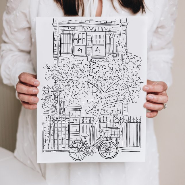 Schwarz-Weiß-Sketch New York City Stoop Poster (Von Creator hochgeladen)