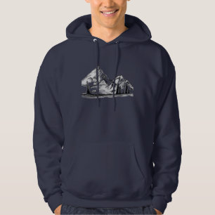 Schwarz-Weiß-Sketches auf Herren-Hoodie Hoodie
