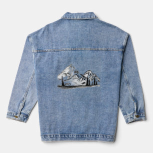 Schwarz-Weiß-Sketches auf Motto Jeansjacke