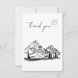 Schwarz-weiß-Skizze von Bergen Dankeskarte