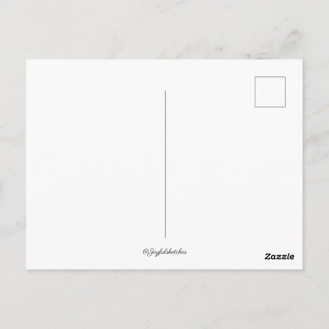 Schwarz-weiß-Skizze von Bergen Postkarte (Rückseite)