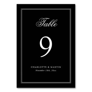 Schwarz-Weiß-Skript-Hochzeit Tischnummer