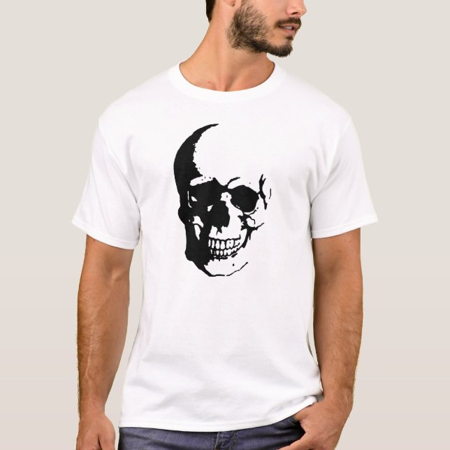 Schwarz-weiß Skull Fantasy Art T - Shirt (Vorderseite)