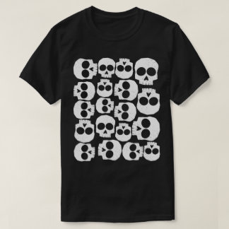Schwarz-Weiß-Skull-Muster T-Shirt