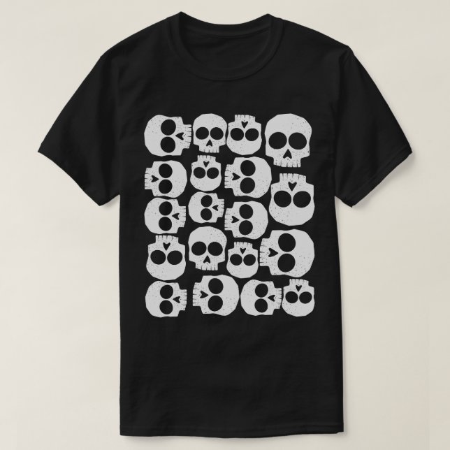 Schwarz-Weiß-Skull-Muster T-Shirt (Design vorne)