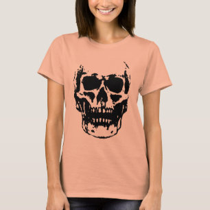 Schwarz-weiß Skull Pop Artwork T-Shirt