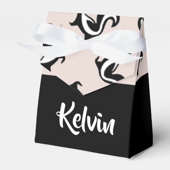 Schwarz-Weiß-Skunker auf Rose rosa Geschenkschachtel (Vorderseite)